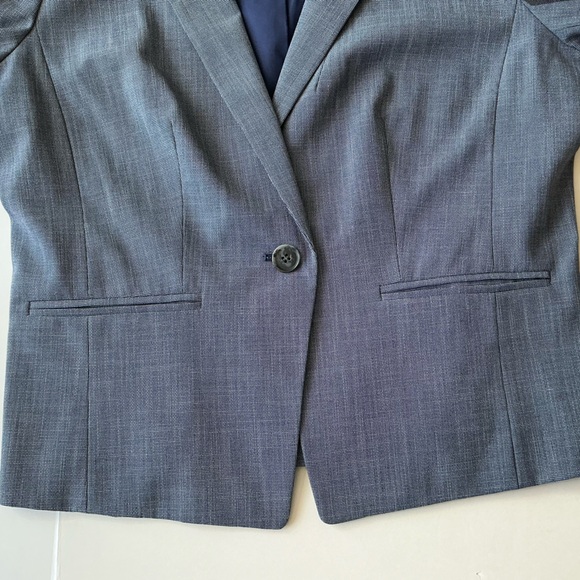Ann Taylor Preppy Blazer 12 Petite • Navy Blue White • Career Workwear Jacket - Picture 6 of 13